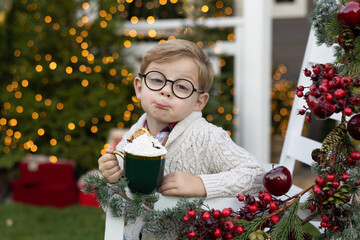 Boy at a Christmas photo shoot