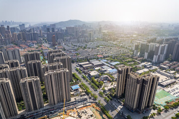 Fototapeta na wymiar Aerial photography of real estate complex on the West Bank of Xiangjiang River, Changsha, China