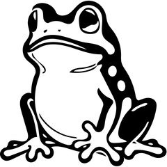 Black and white frog logo design, vector illustration of a froggy 