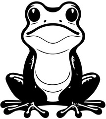 Black and white frog logo design, vector illustration of a froggy 