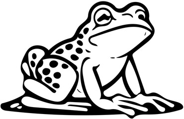 Black and white frog logo design, vector illustration of a froggy 
