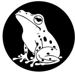 Black and white frog logo design, vector illustration of a froggy 