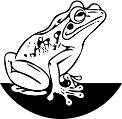 Black and white frog logo design, vector illustration of a froggy 
