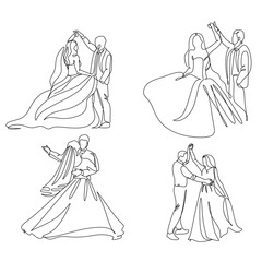 Bride and groom isolated on background