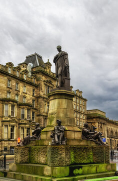 Memorial Statue of George Stephenson in Neville Street, Newcastle, UK