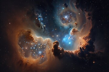 Stars and nebulae in the night sky