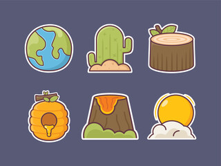 nature vector collection. illustration stickers, icon