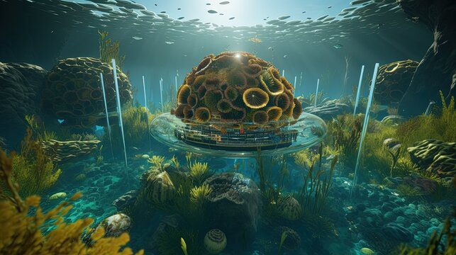 A watery planet with endless oceans, deep and mysterious trenches generative ai
