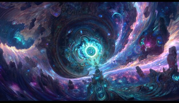 A surreal and mesmerizing cosmic maelstrom generative ai