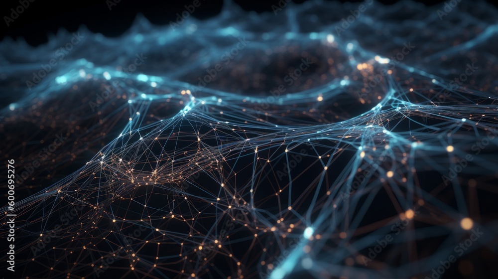 Poster neural network. 3d illustration. big data. ai generative