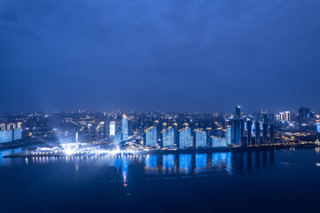 Light show at night in Beichen Delta, Changsha, China