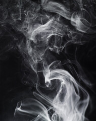 White puff of smoke, vapor and fog isolated on png or transparent background, incense or fire burning. Steam, misty and foggy air with dry ice and powder spray, fumes and condensation with abstract