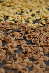 A closeup shot of a orecchiette pasta