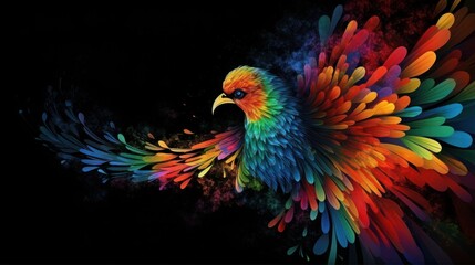 Fototapeta premium Wallpaper with beautiful bird Phoenix. AI generative.