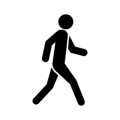 man walking, symbol or icon, black and white color, vector illustration 