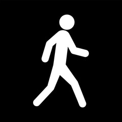 man walking, symbol or icon, black and white color, vector illustration 