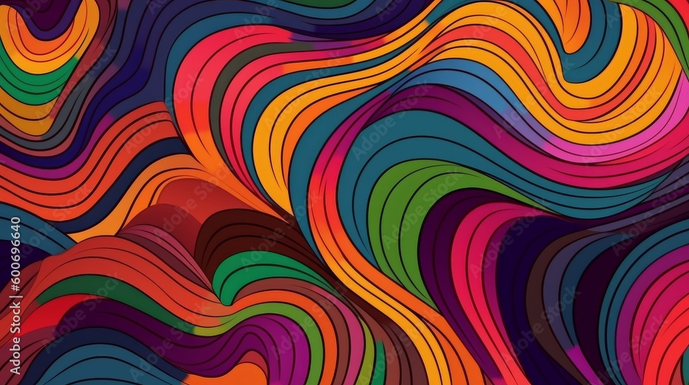Poster psychedelic abstract pattern, background. ai generative.