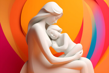 mother and child love and bond. Mother’s Day concept. Colorful.