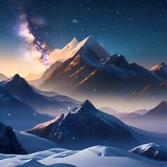 Landscape of mountains and milky way galaxy in background during night