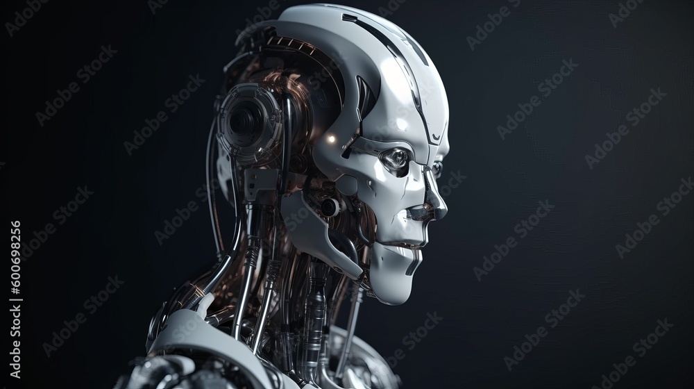 Poster robot cyborg of the future. the concept of ai. ai generative.