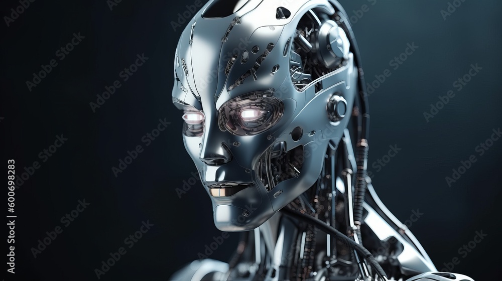 Poster robot cyborg of the future. the concept of ai. ai generative.