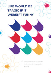 Geometric posters, postmodern vector abstract dynamic symbols with bold geometric shapes, useful for web phone, poster art design, magazine front page, high-tech printing