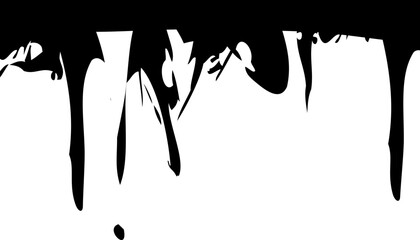 Black ink, ink smears, stains, blots, brushes, lines, rough. Black brush strokes, elements of artistic design. Vector illustration. Isolated on transparent background.