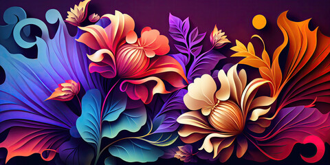 Abstract colorful floral background wallpaper design (Generative AI)