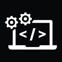 Web development icon vector in black solid flat design icon isolated on white background