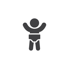 Baby in diaper vector icon