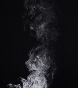 Grey smoke, transparent background and studio with steam and fog in the air. Smoking, smog swirl and isolated with smoker art from cigarette or pollution texture with png for incense creativity