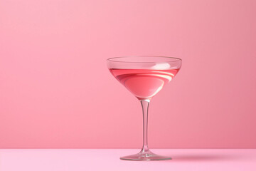 Cosmopolitan cocktail A pink cocktail with a pink background AI generation