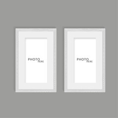 Two wooden photos frame on isolated dark background design
