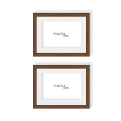 Two wooden pattern realistic frame for wall art mock up vector, modern wood texture frame templates design and Minimal Isolated Wood Frame Vector Elements