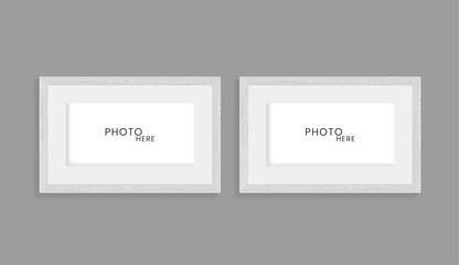 Two wooden texture frame on isolated dark wall, uded in photo mock up vector design templates