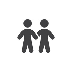 Two boys hold hands vector icon