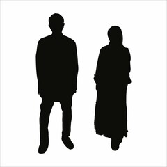 silhouette of young muslim couple in hijab