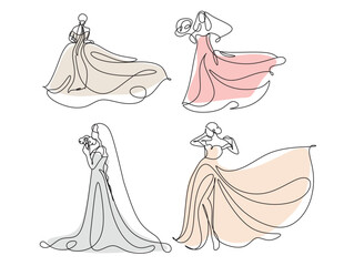 Line art woman in dress line art minimalist logo