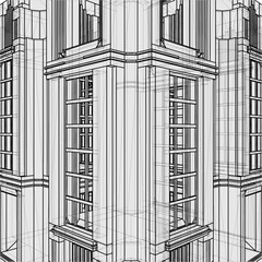 Abstract Art Deco Building Facade Construction Structure Vector. Illustration Isolated On White Background. A Vector Illustration Of Art Deco Facade.