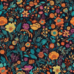 Fototapeta premium Wonderful Seamless Colorful Floral Texture Pattern