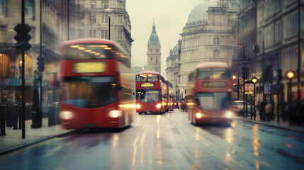 Fototapeta na wymiar London cityscape on a rainy day. Generative AI