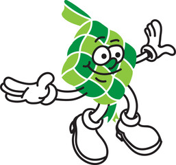 Hand drawn vector illustration of Ketupat Retro Cartoon Art Style | Logo, Icon, Visual Identity, Asset, Lebaran, Eid Mubarak, Ramadan