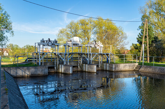Old dam on the river, rural landscape	