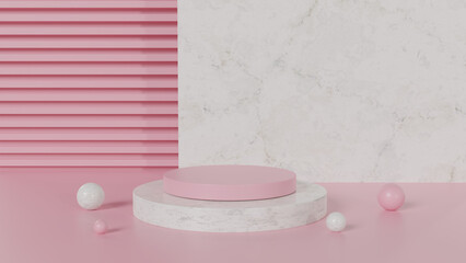 Product podium, product display pink and marble