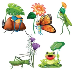 Fotobehang Kinderen Set of insect cartoon character