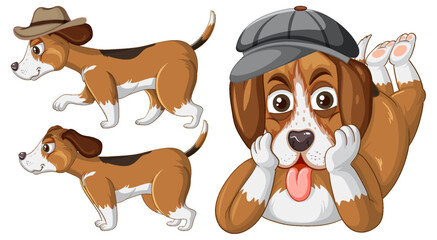 Set of cute dog cartoon