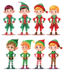 Fotobehang Kinderen Set of Christmas cartoon characters