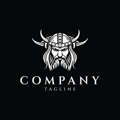 Viking Helmet logo design vector illustration