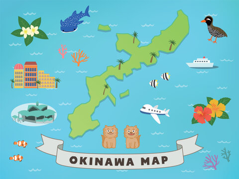 沖縄地図　イラスト素材