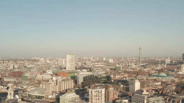 rising aerial shot over Centre point London